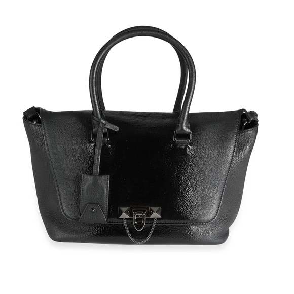 Valentino Black Calfskin & Patent Ombré Demilune Double Handle Satchel - Picture 1 of 9